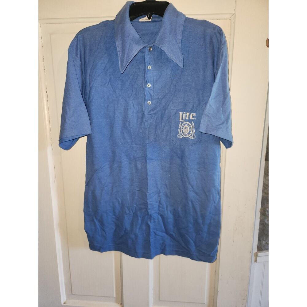 sportswear miller lite 1980's polo shirt faded vintage